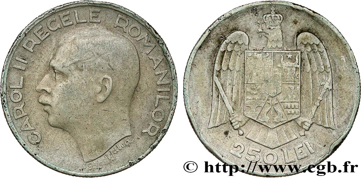 ROMANIA 250 Lei Charles II 1935  q.BB 