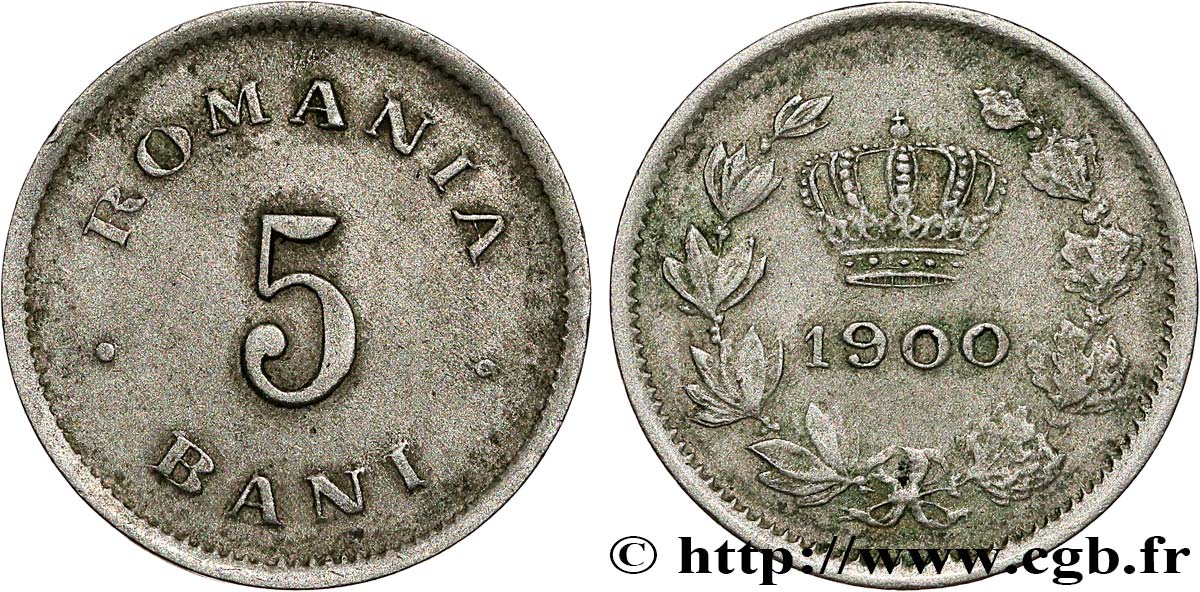 RUMANIA 5 Bani Charles Ier 1900 Bucarest BC+ 