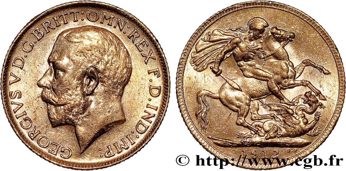 ROYAUME-UNI 1 Souverain Georges V 1912 Londres TTB+ 