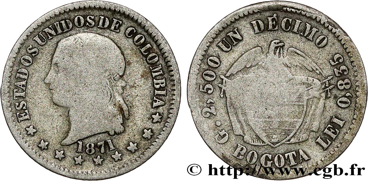 COLOMBIE 1 Decimo 1871 fwo_787962 Monde