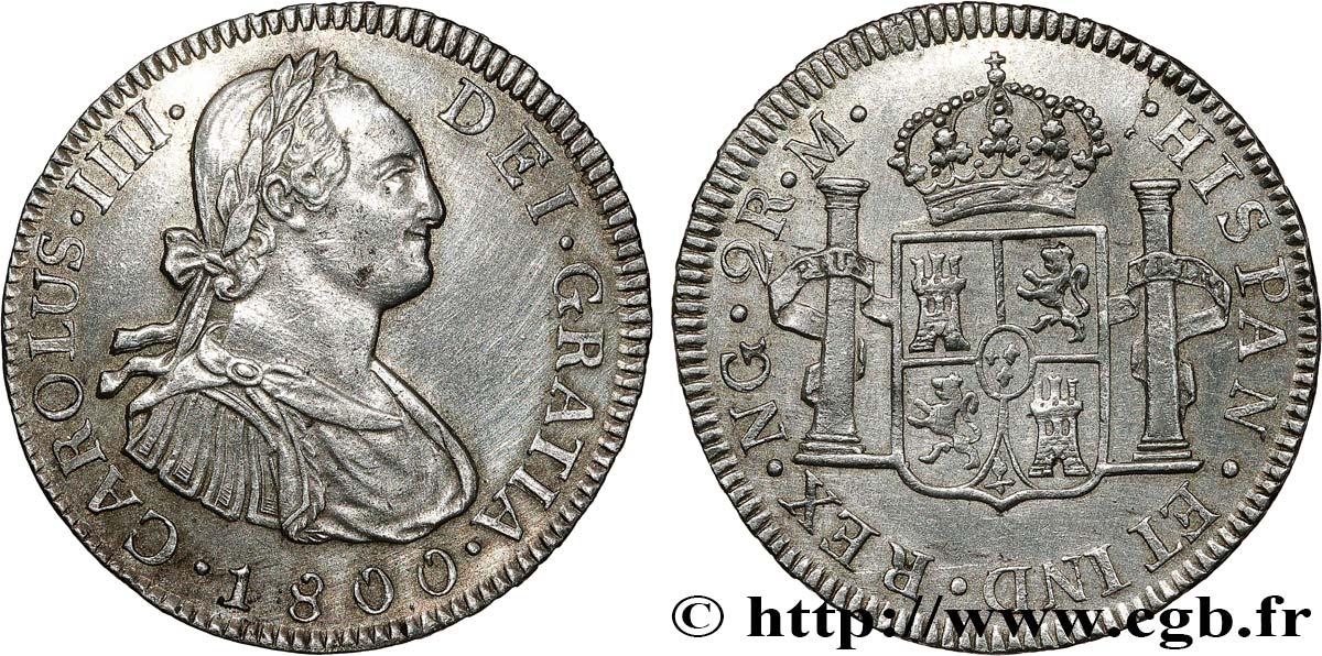 GUATEMALA 2 Reales Charles IV 1800 Guatemala TTB+ 