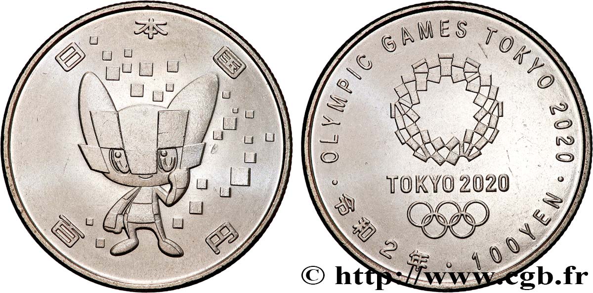 JAPON 100 Yen Jeux Olympiques Tokyo 2020 - mascotte Miraitowa an 2 ère Reiwa (2020) Hiroshima SPL 