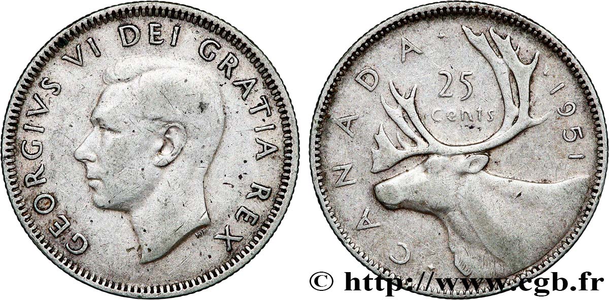 KANADA 25 Cents Georges VI 1951  SS 