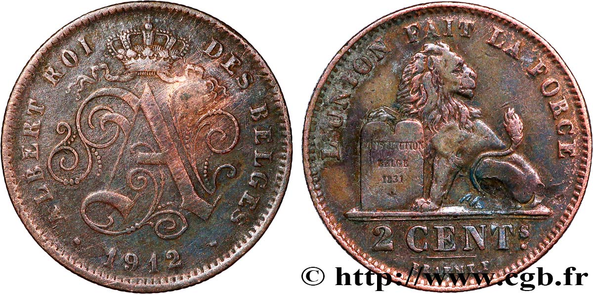 BELGIO 2 Centimes d’Albert Ier 1912  q.BB 