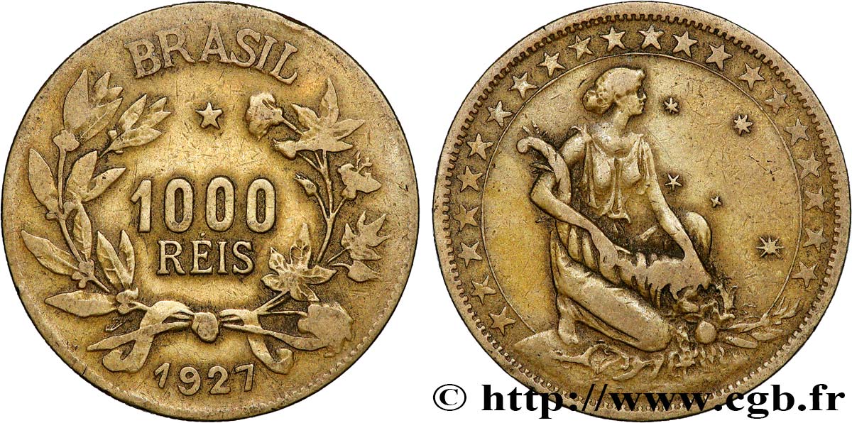 BRASIL 1000 Reis 1927  BC 