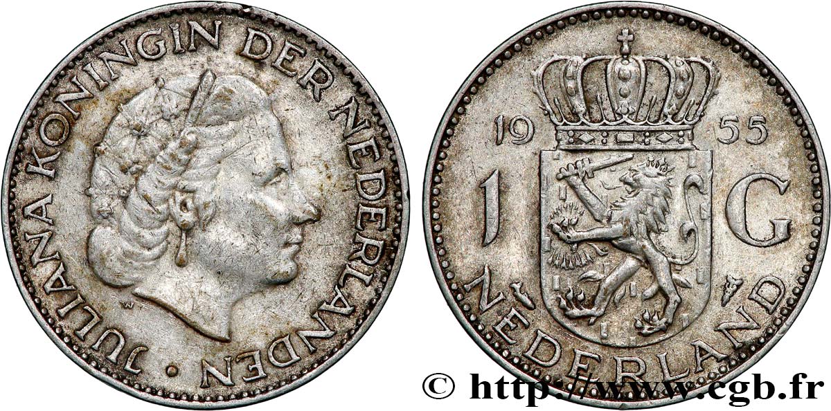 NIEDERLANDE 1 Gulden Juliana 1955 Utrecht SS 