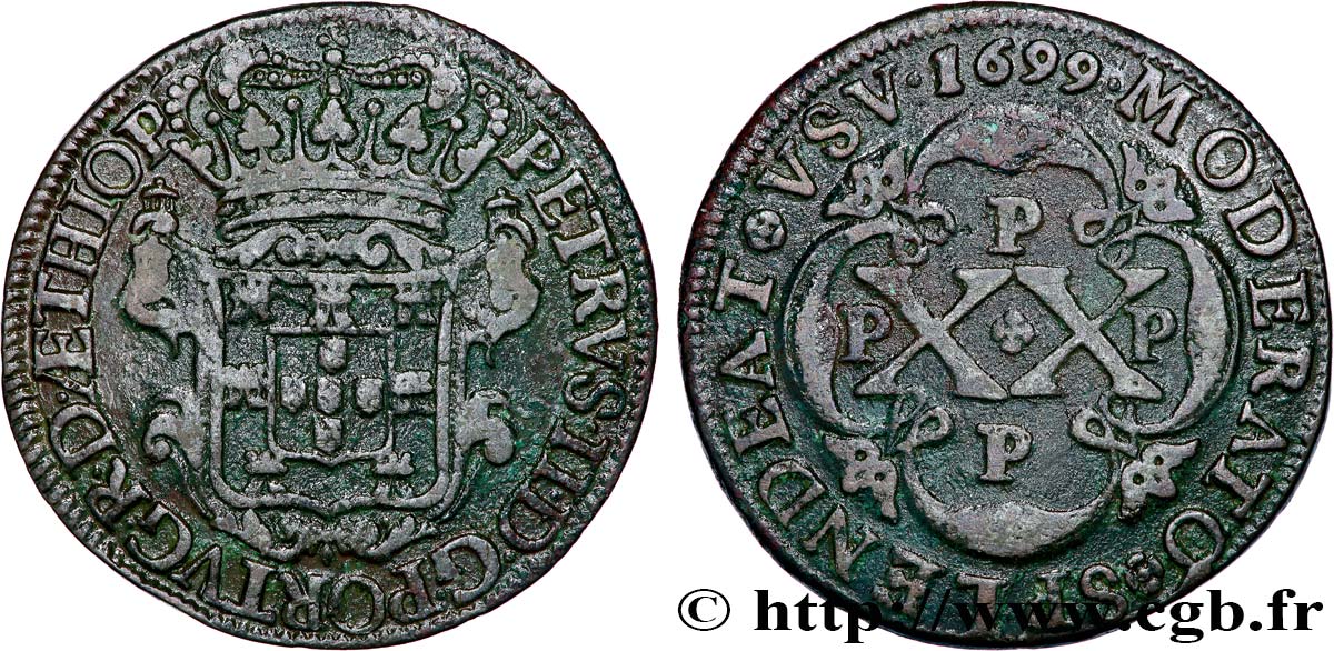 ANGOLA 20 Reis Pierre II 1699  VF 