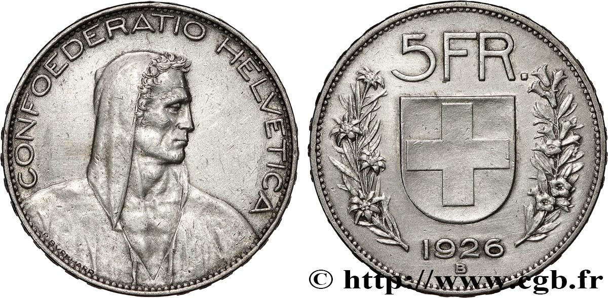 SWITZERLAND 5 Francs Berger 1926 Berne AU 