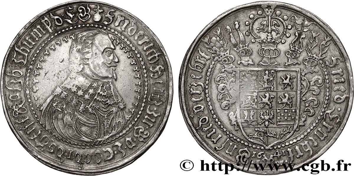 GERMANY - DUCHY OF BRUNSWICK LUNENBURG CELLE - FREDERICK V Thaler 1641 Clausthal XF 