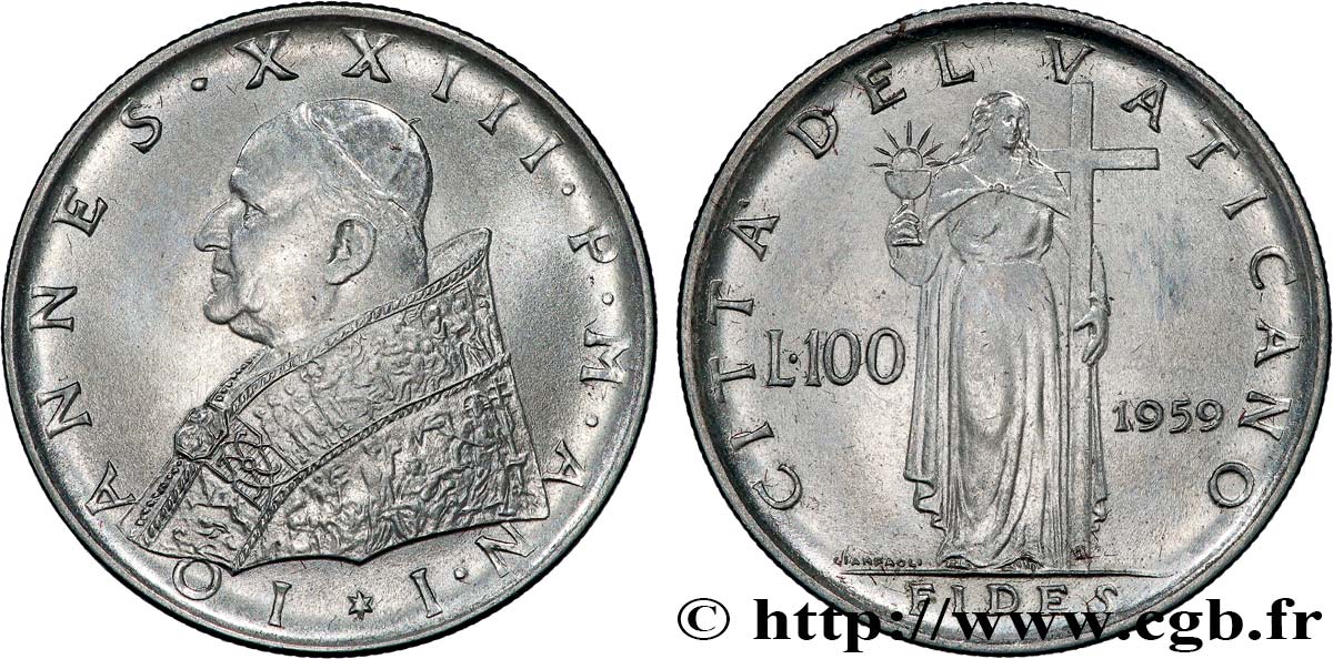 VATICANO E STATO PONTIFICIO 100 Lire Jean XXIII an I 1959 Rome SPL 