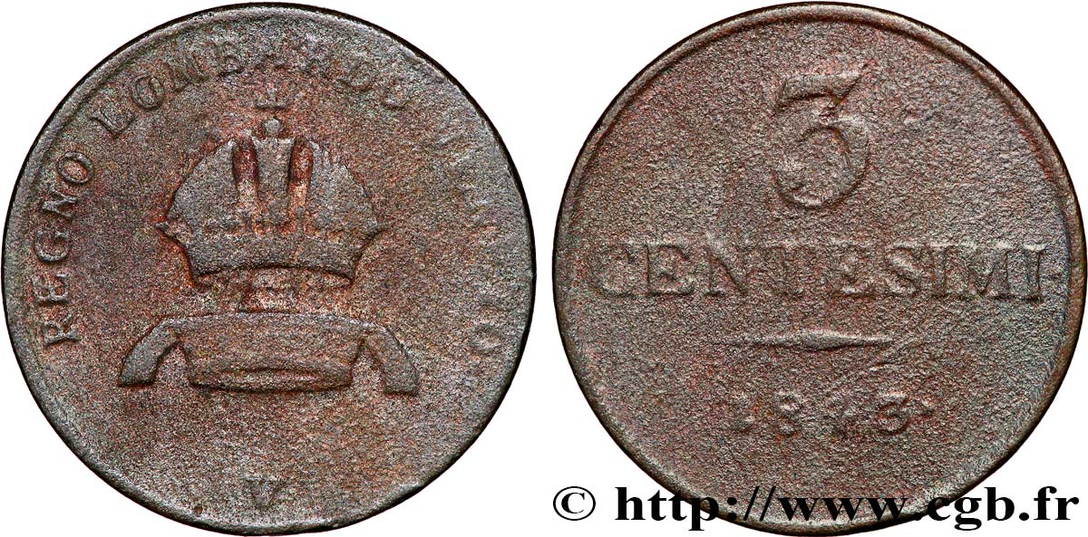 ITALIA - LOMBARDIA-VENETO 3 Centesimi 1843 Venise q.MB 