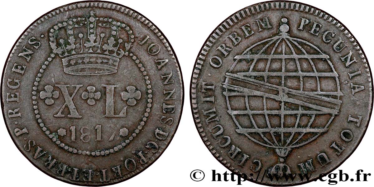 BRESIL - PRINCE JEAN REGENT 40 Réis  1817 Rio de Janeiro XF 