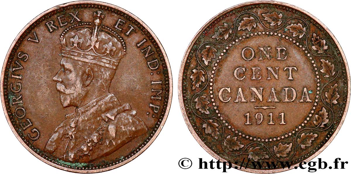 CANADA 1 Cent Georges V 1911  TTB 
