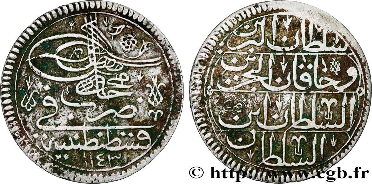 TÜRKEI 1 Kurush au nom de Mahmud Ier AH 1143  1730 Constantinople SS 