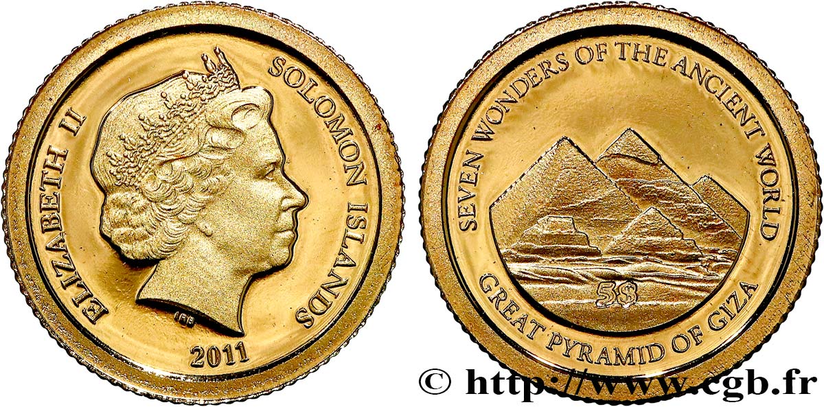SOLOMON ISLANDS 5 Dollar Proof Pyramides de Gizeh 2011  MS 