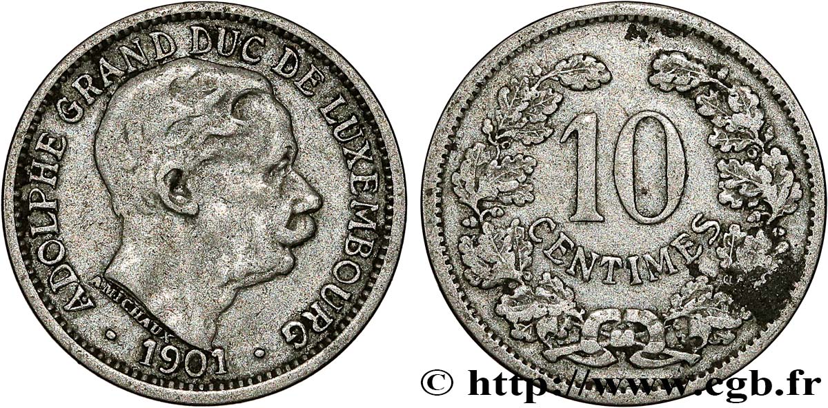LUXEMBOURG 10 Centimes grand-duc Adolphe 1901  TTB 