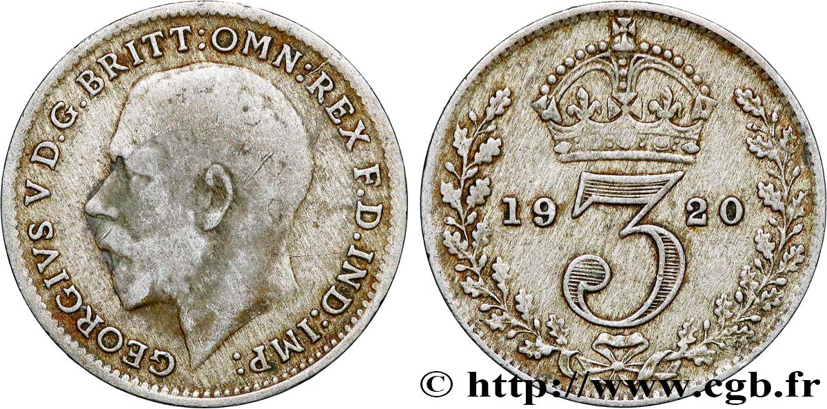 ROYAUME-UNI 3 Pence Georges V 1920  TB 