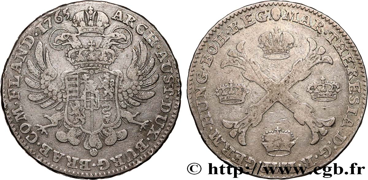 AUSTRIAN LOW COUNTRIES - DUCHY OF BRABANT - MARIE-THERESE 1 Kronenthaler  1765 Bruxelles SS 