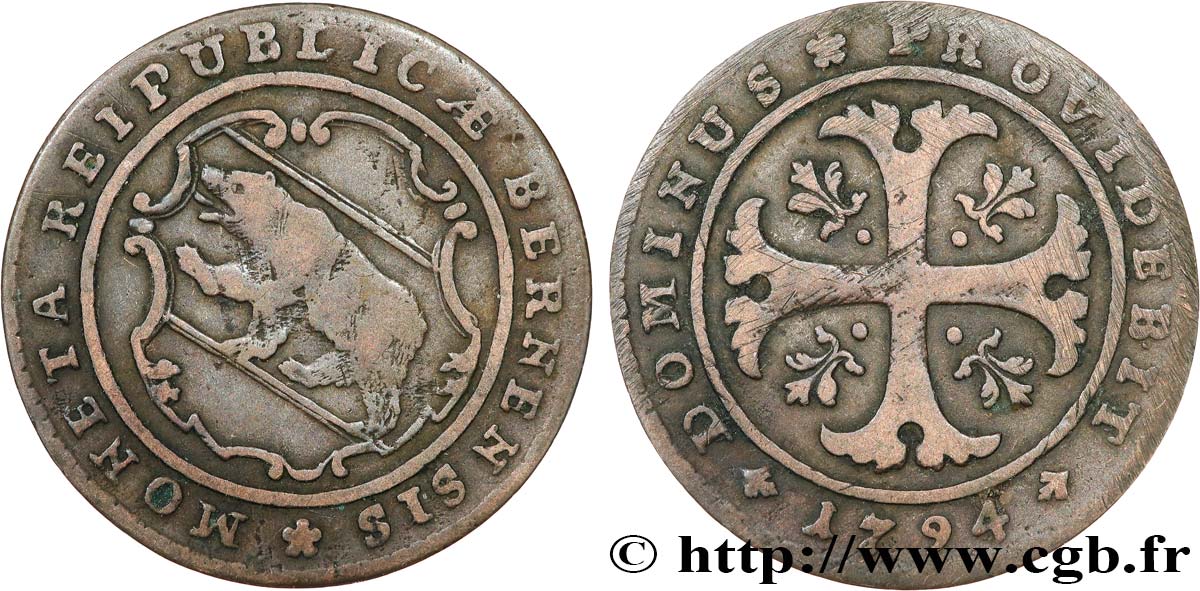 SUISSE - CANTON DE BERNE 1/2 Batzen 1794 Berne TB+ 