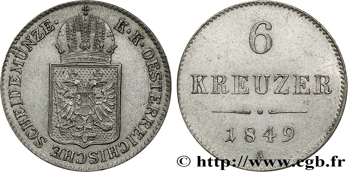 AUSTRIA 6 Kreuzer 1849 Vienne BB 
