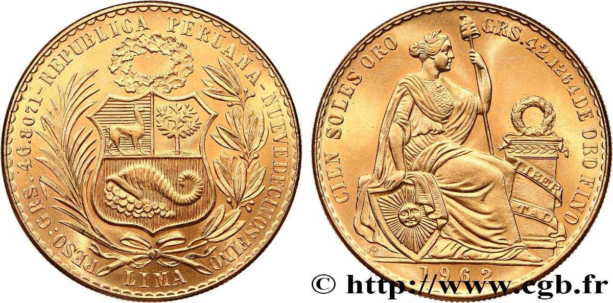 PERú 100 Soles de Oro 1962 Lima EBC 