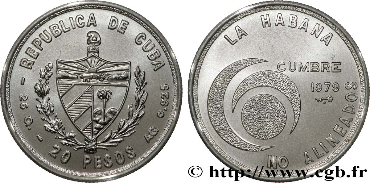 KUBA 20 Pesos Conférence des nation non-alignées 1979  fST 