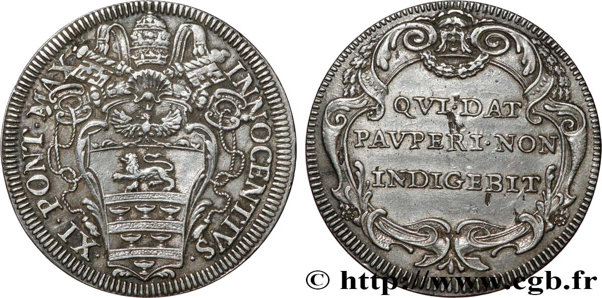 ITALIE - ÉTATS DU PAPE - INNOCENT XI (Benoît Odescalchi) Giulio N.D. (1689)  TTB+ 