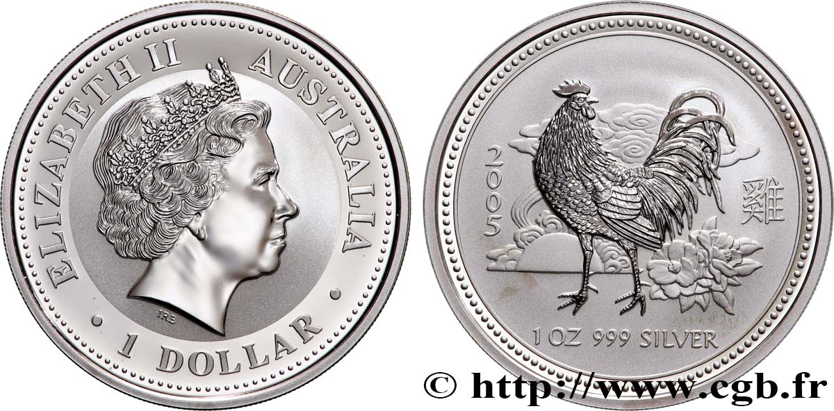 AUSTRALIA 1 Dollar Année du coq Proof  2005 Perth FDC 