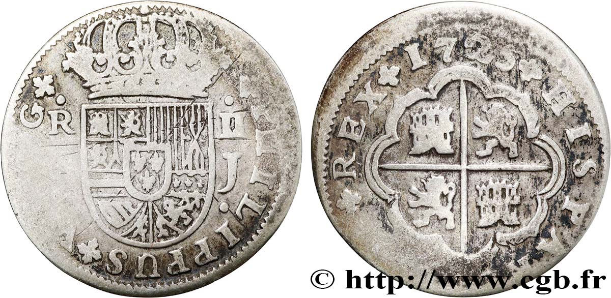 ESPAGNE 2 Reales Philippe V 1725 Séville TB 