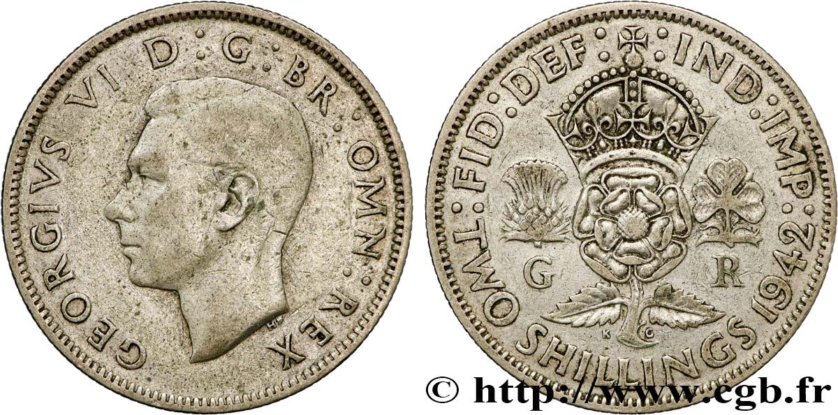 REINO UNIDO 1 Florin (2 Shillings) Georges VI 1942  MBC 