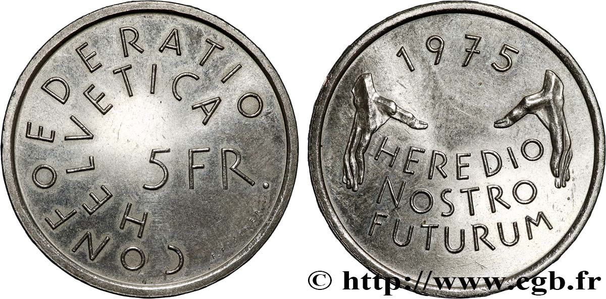 SUISSE 5 Francs année européenne de la protection du patrimoine 1975 Berne SUP 