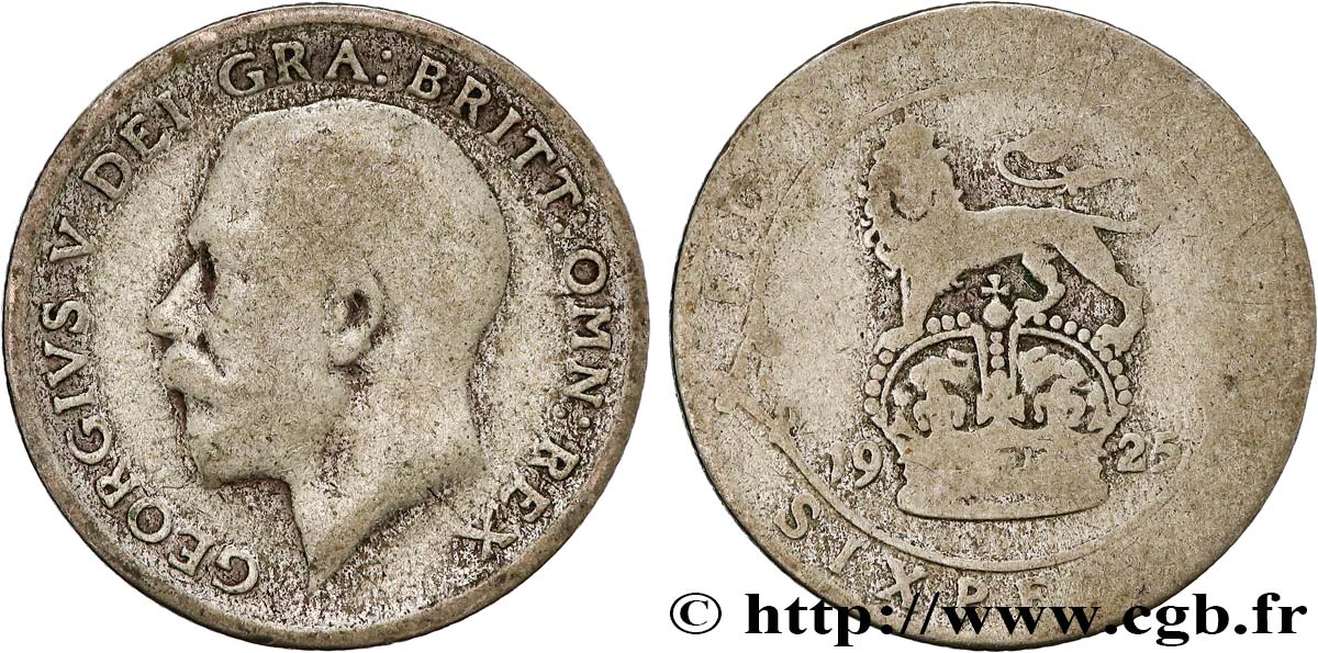 REINO UNIDO 6 Pence Georges V 1925  BC 