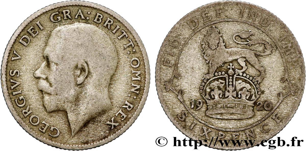 REINO UNIDO 6 Pence Georges V 1920  BC+ 