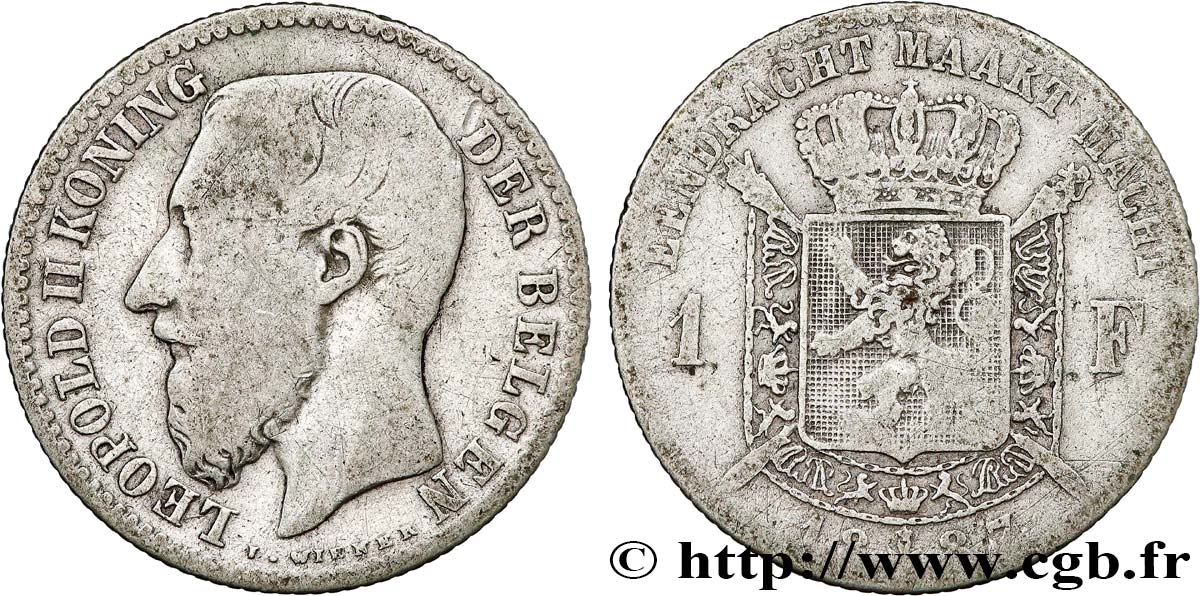 PIÈCE BELGE DE 2 Francs Argent 1867 - Léopold II EUR 5,00 - FR