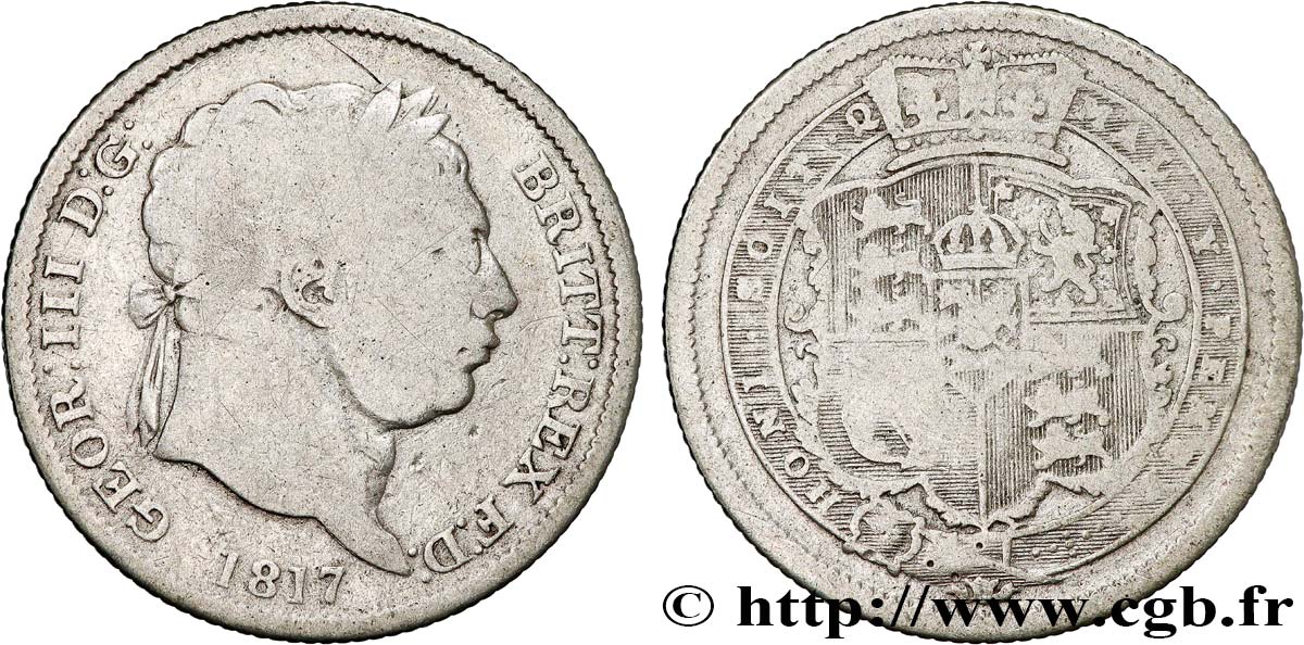 ROYAUME-UNI 1 Shilling Georges III 1817  TB 