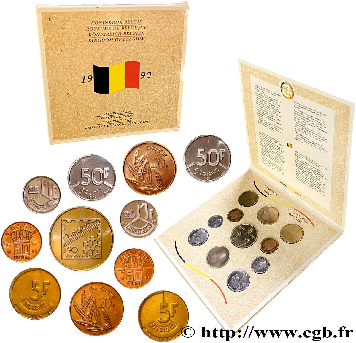 BELGIUM Série Brillant Universel - Waterloo 1990 Bruxelles Brilliant Uncirculated 