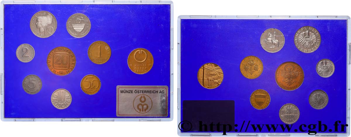 ÖSTERREICH Série Proof 8 Monnaies 1989 Vienne ST 