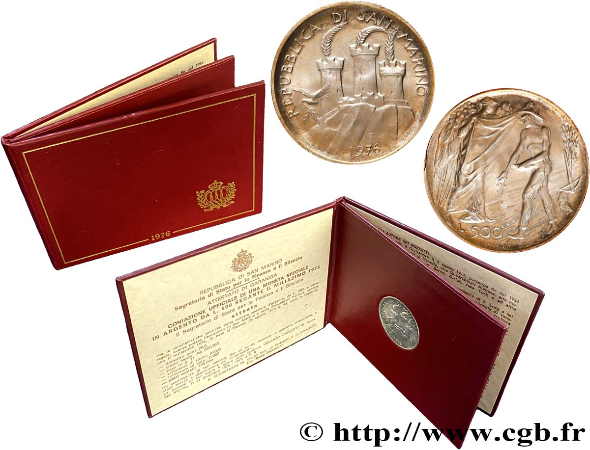 SAN MARINO 500 Lire Sécurité sociale 1976 Rome MS 