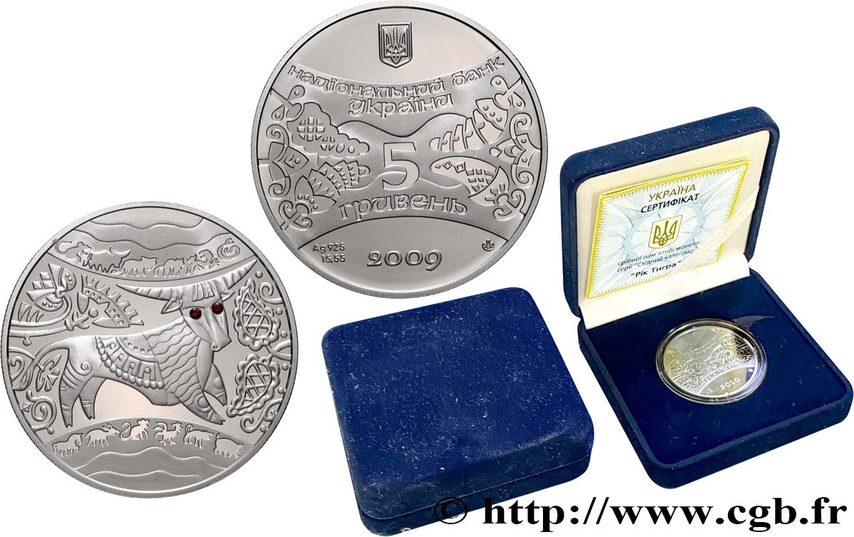 UCRANIA 5 Hryven Proof Année du Buffle 2009 Kyiv FDC 