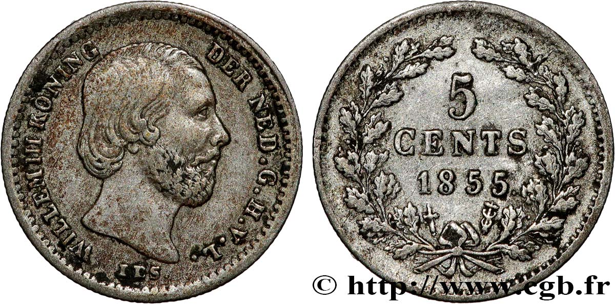 PAESI BASSI 5 Cents Guillaume III 1855 Utrecht BB 