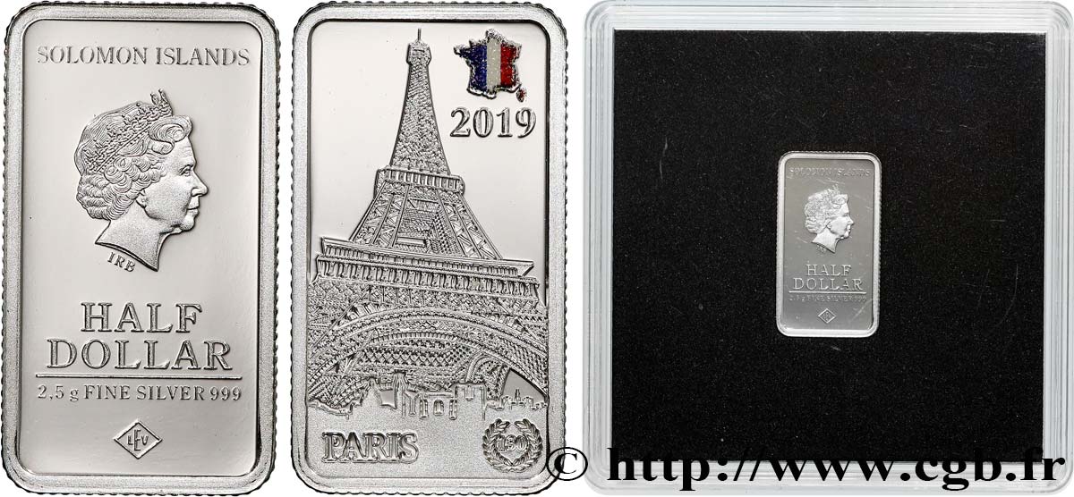 ÎLES SALOMON 1/2 Dollar Proof 130e anniversaire de la Tour Eiffel 2019  FDC 