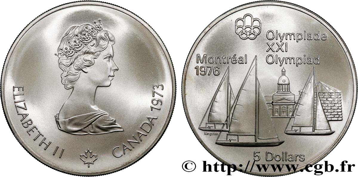 KANADA 5 Dollars JO Montréal 1976 voiliers 1973  ST 