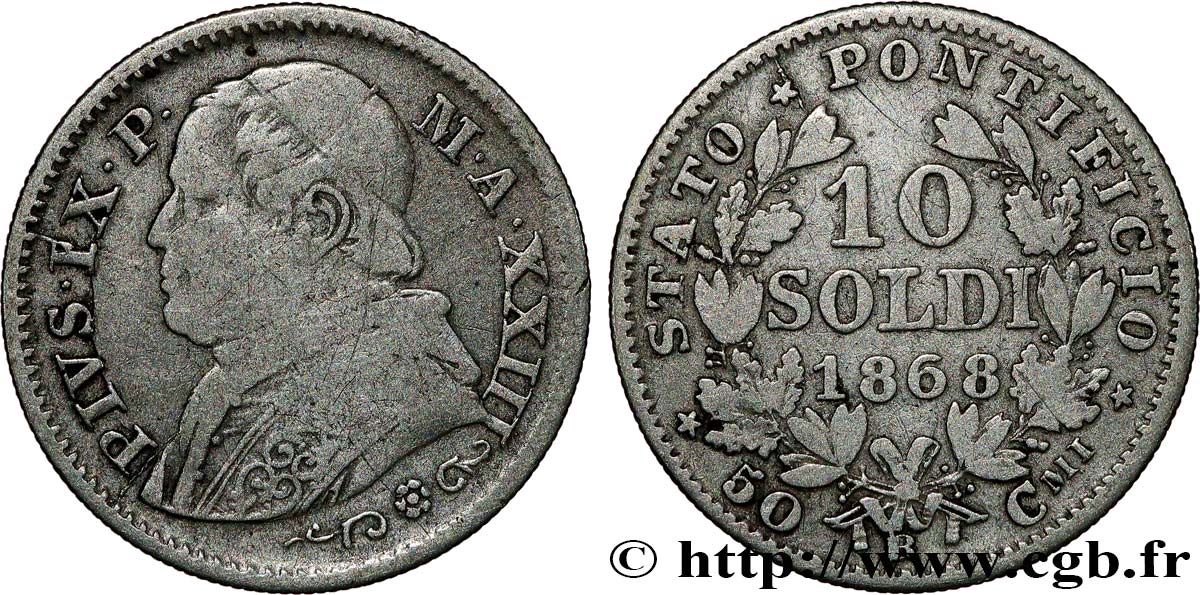 Bracelet Argent Vatican États Pontificaux - 7 Pièces 10 Solde - PIE IX - Bijou Ancien Collection