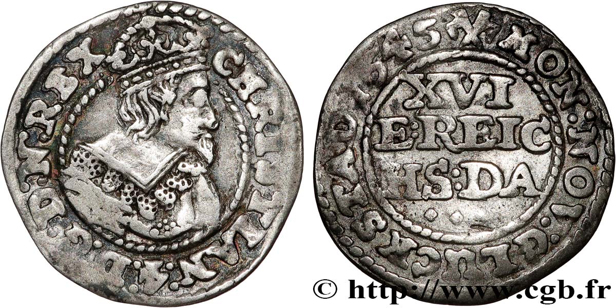 DANEMARK - ROYAUME DE DANEMARK - CHRISTIAN IV 1/16 Daler 1645 Copenhague BC+ 