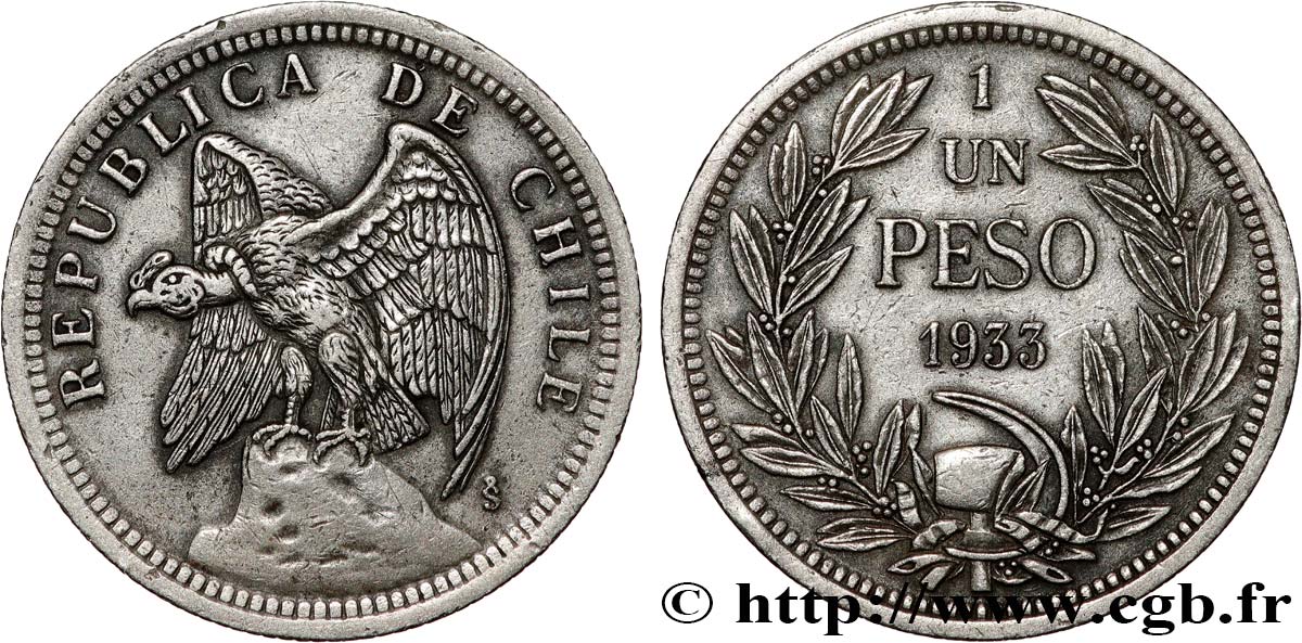 CHILE
 1 Peso condor 1933 Santiago - S° SS 