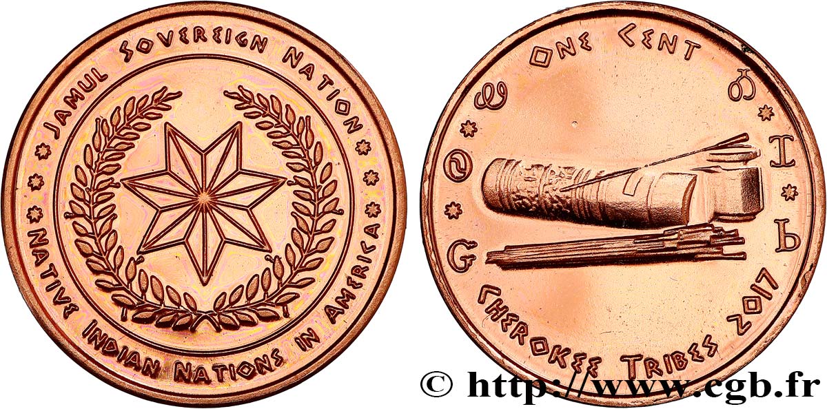UNITED STATES OF AMERICA - Native Tribes 1 Cent Cherokee Tribes 2017  MS 