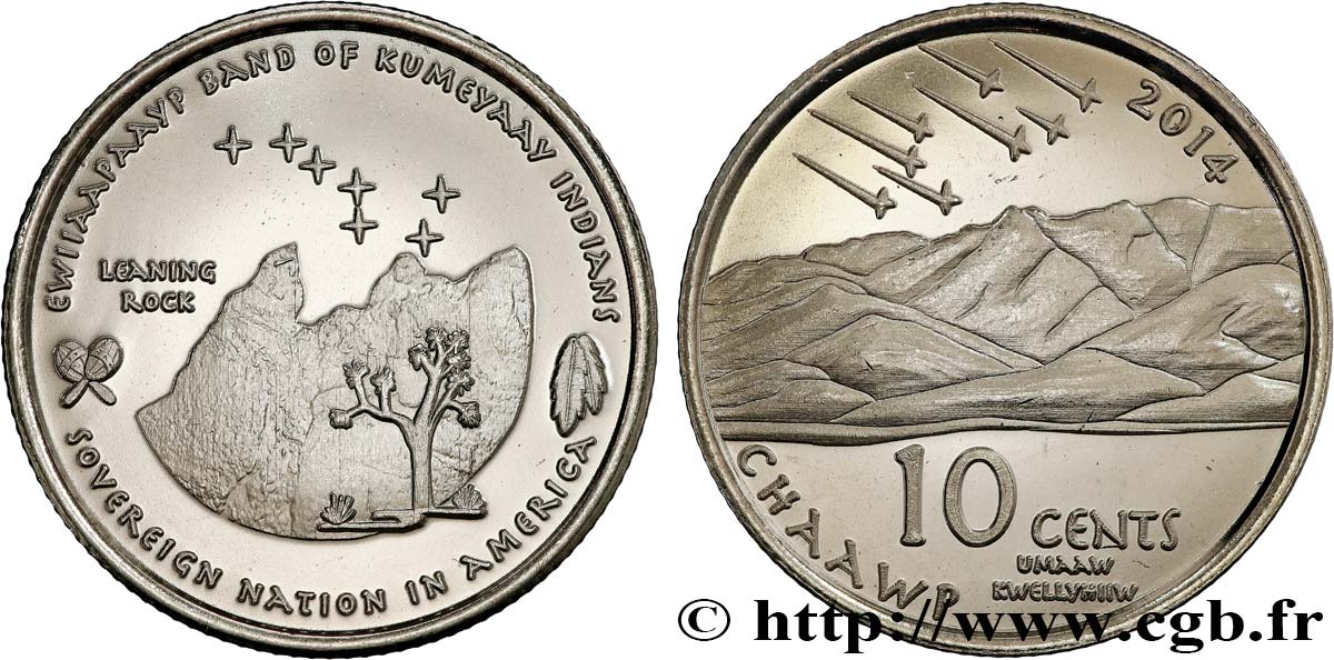 UNITED STATES OF AMERICA - Native Tribes 10 Cents Ewiiaapaayp Band of Kumeyaay Indians 2014  MS 