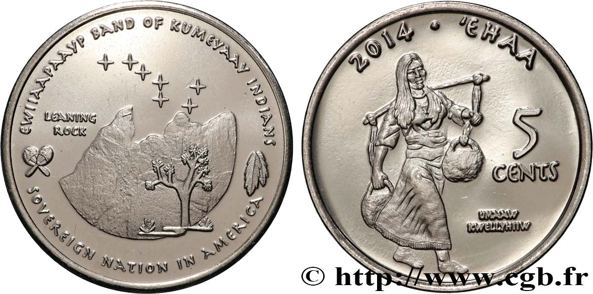 UNITED STATES OF AMERICA - Native Tribes 5 Cents Ewiiaapaayp Band of Kumeyaay Indians 2014  MS 