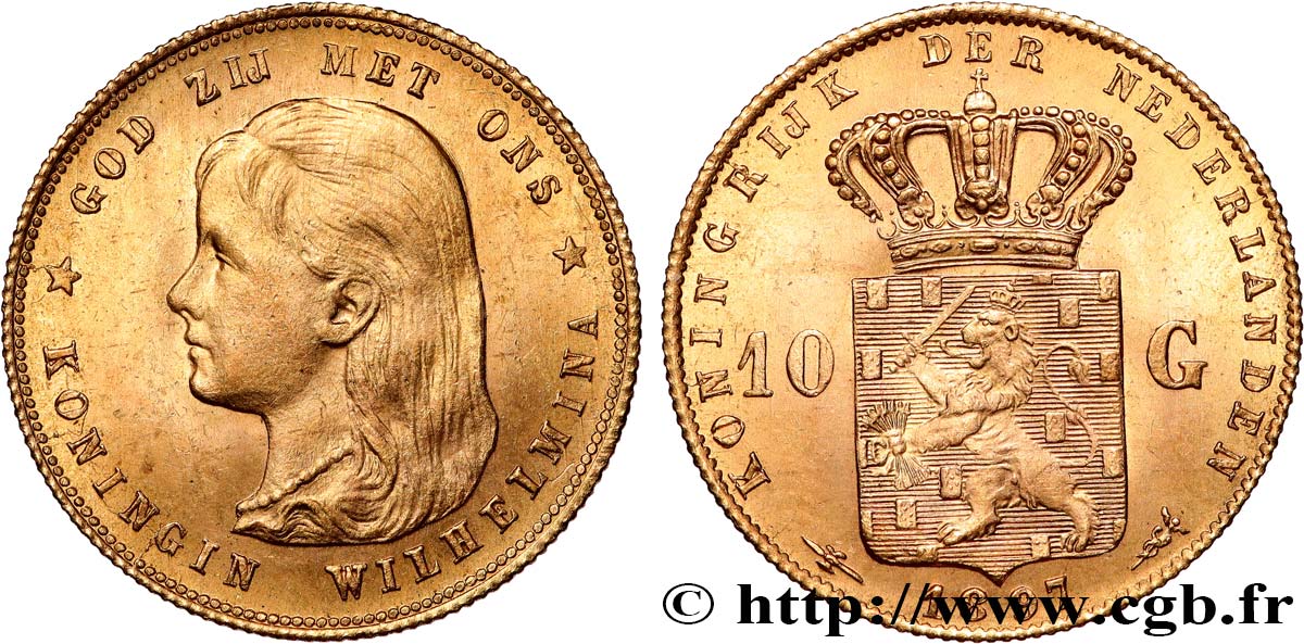 PAíSES BAJOS 10 Gulden Wilhelmina 1897 Utrecht EBC 