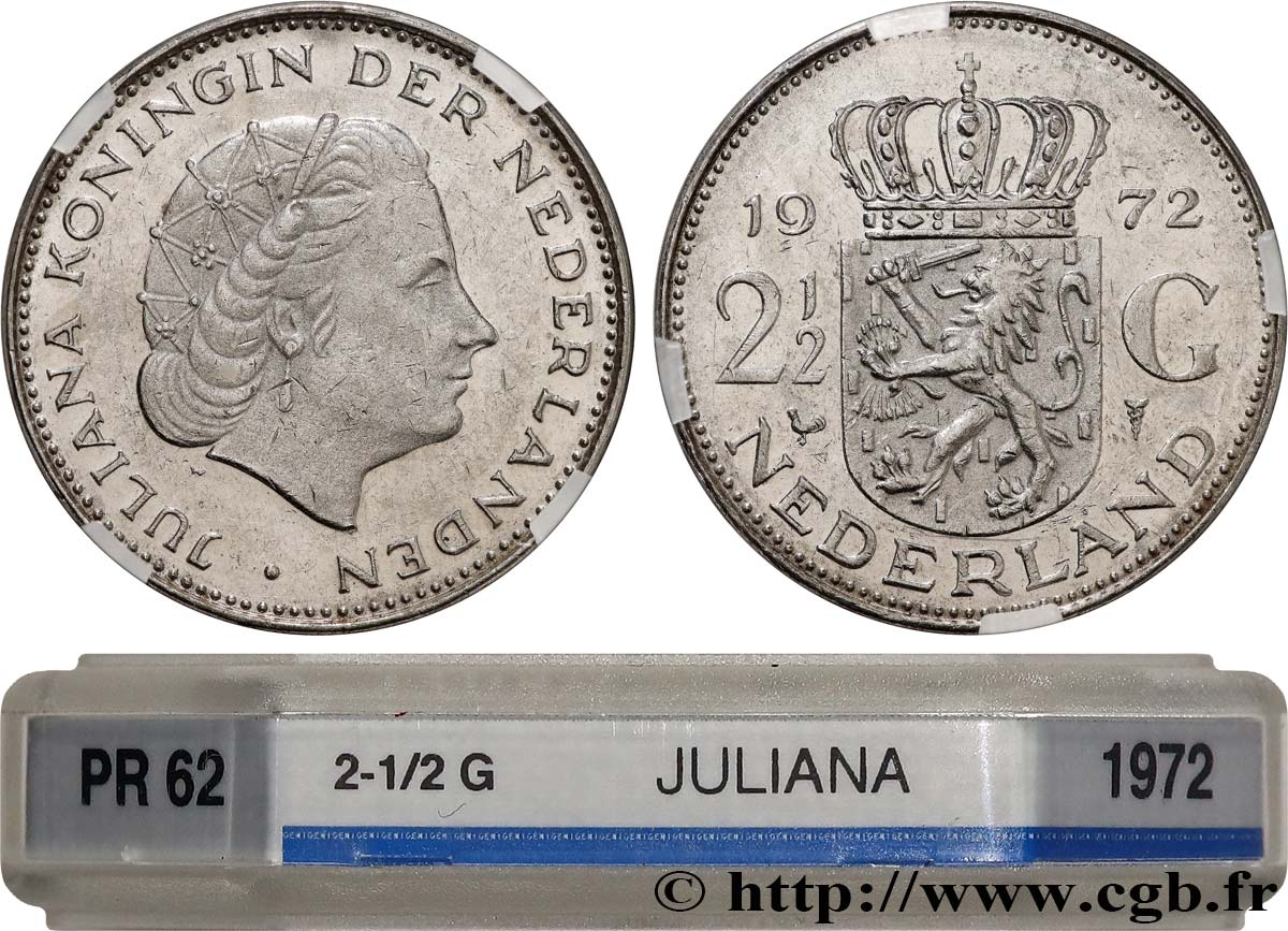 PAYS-BAS 2 1/2 Gulden Proof Juliana 1972  SUP62 GENI